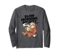 Slow Morning Society Sleepy Sloth Café Humor Manga Larga