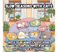 Slow Seasons with Cats: Gentle Feline Moments Across Spring, Summer, Autumn, and Winter in Big, Bold, Easy-to-Color Illustrations (Coloring Book)