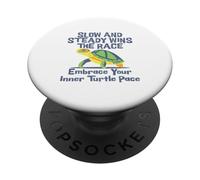 Slow Steady Wins The Race Inner Turtle Pace - Cita divertida PopSockets PopGrip Adhesivo