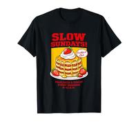 Slow Sundays Pancake Breakfast Funny Illustration Graphic Camiseta