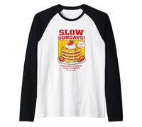Slow Sundays Pancake Breakfast Funny Illustration Graphic Camiseta Manga Raglan