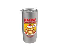 Slow Sundays Pancake Breakfast Funny Illustration Graphic Vaso térmico de acero inoxidable de doble pared