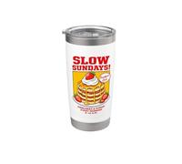 Slow Sundays Pancake Breakfast Funny Illustration Graphic Vaso térmico de acero inoxidable de doble pared