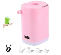 Slowowing Mini Air Pump, Mini Portable Air Pump with Light, USB Rechargeable, Fast Inflate Deflate for Pool Floats, Air Bed, Air Mattress Swimming Ring (2400mah,Pink)