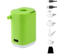 Slowowing Mini Air Pump, Slowowing Mini Portable Air Pump with Light, 4 in 1tiny Multi-Function Airpump, for Inflatable Swimming Rings Outdoor Mattress (Green,1200mAh)