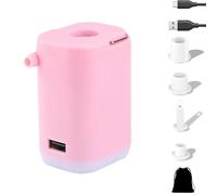 Slowowing Mini Air Pump, Slowowing Mini Portable Air Pump with Light, 4 in 1tiny Multi-Function Airpump, for Inflatable Swimming Rings Outdoor Mattress (Pink,1200mAh)