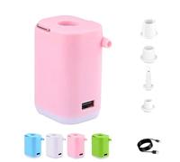 Slowowing Mini Air Pump, Slowowing Mini Portable Air Pump with Light, Electric Pumps for Inflatables, Multi-Function for Mattress, Pool Floats (Pink)
