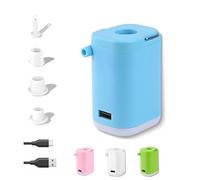 Slowowing Mini Air Pump,Upguaded Mini Portable Air Pump with 2400mah Battery USB Rechargeable, BatteryRechargeable Inflating Mattress, Outdoor Use, Camping Tent Lamp (Blue)