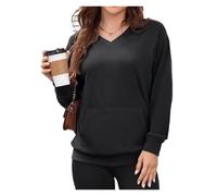 Slowowing Sweatshirt, Slowowing Women's Hatless V-Neck Hoodie With Pockets(Black,S)