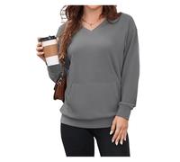 Slowowing Sweatshirt, Slowowing Women's Hatless V-Neck Hoodie With Pockets(Grey,2XL)