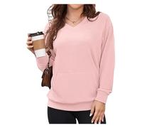 Slowowing Sweatshirt, Slowowing Women's Hatless V-Neck Hoodie With Pockets(Pink,M)