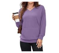 Slowowing Sweatshirt, Slowowing Women's Hatless V-Neck Hoodie With Pockets(Purple,M)