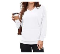Slowowing Sweatshirt, Slowowing Women's Hatless V-Neck Hoodie With Pockets(White,3XL)