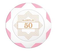 SLOWPLAY Nash fichas de póker de Arcilla White Gold Edición, 14 g Compuesto de Arcilla Pesado, 40 mm Grandes, a Granel, Pack de 50 con denominación 50