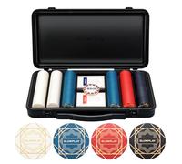 SLOWPLAY Nash - Juego de fichas de póquer de cerámica para Texas Hold'em, 300 Piezas [fichas en Blanco], 39 mm y 10 g Cada una | Cuenta con una Funda de Chip de Alta Gama con Carcasa de policarbonato