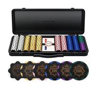 SLOWPLAY Set de póker Nash | Maletin Poker, Chips de Arcilla, 14g | Profesional pokerset con botón del crupier y Cartas de plastico | Black Gold | Full Set-500 fichas de póker numerado