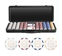 SLOWPLAY Set de póker Nash | Maletin Poker, Chips de Arcilla, 14g | Profesional pokerset con botón del crupier y Cartas de plastico | White Gold | 500 fichas de póker en Blanco