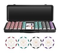 SLOWPLAY Set de póker Nash | Maletin Poker, Chips de Arcilla, 14g | Profesional pokerset con botón del crupier y Cartas de plastico | White Gold | Core Set-500 fichas de póker numerado