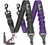 SlowTon 2 Cinturón de Seguridad de Coche para Perros, Ajustable, 2 Paquetes de Correas de Seguridad para Perros Pequeños, Medianos y Grandes, Cinturón de Seguridad Elástico