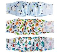 SlowTon 3 Pañales para Perros machos, Pañales Lavables Bandas para el Vientre para Perros machos y Cachorros Perritos, pañales Altamente absorbentes con Cierre Fuerte y Flexible, Paquete de 3