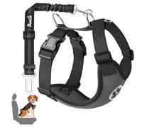 SlowTon Arnés de Coche para Perro con Correa de Conector, multifunción, Ajustable, Doble Tejido de Malla Transpirable, arnés de Chaleco de Viaje con cinturón de Seguridad