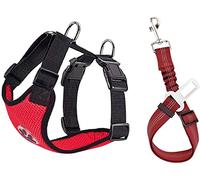 SlowTon Arnés de Coche para Perros con cinturón de Seguridad, Arnés de Seguridad para Perro, arnes Perro,Correa elástica Ajustable y Forro de Tela Transpirable en el vehículo