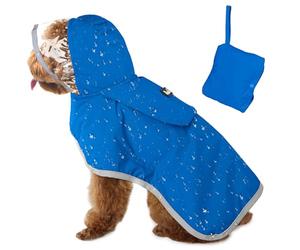 SlowTon Chubasquero Impermeable para Perros, Transparente de Doble Capa Con Capucha para Pequeños, Medianos y Grandes, Poncho Con Banda Reflectante