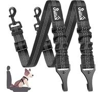 SlowTon Cinturón de Seguridad de Coche, 2 Pack Accesorio de la Barra de Cierre Hebilla de Metal Cinturón de Seguridad de Coche Arnés del Cinturón Ajustable para Perros pequeños medianos y Grandes