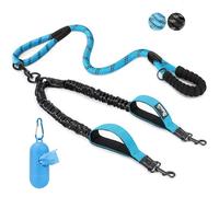 SlowTon Correas dobles para 2 perros - Correa doble para perro sin enredos con tres asas, giro de 360° para perros grandes, resistente correa reflectante doble para perro, absorción de golpes,