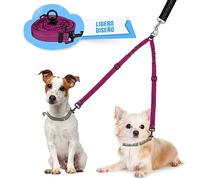 SlowTon Doble Correa para Perro, Doble Correa sin enredos para 2 Perros, para Caminar y Entrenar, rotación giratoria de 360°, Reflectante, Longitud Ajustable, Divisor Doble Correa para Dos Perros