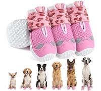 SlowTon Zapatos Transpirables para Perro Grande Mediano pequeño, Bota Reflectante Doble Correa y Suela de Goma Suave, Protector Antideslizante para Patas para pavimento Caliente en Verano