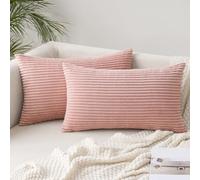 Slozzi 2 Piezas Funda Cojines de Corduroy 30x50 cm Rosa Funda de Almohada Súper Suave Cojin de Pana a Rayas Decoración Moderna para Sofá Silla Cama Sala de Estar Dormitorio