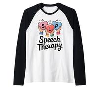 SLP Logopedia Corazones Manos Habla Lenguaje Patólogo Camiseta Manga Raglan