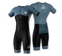 SLS3 Traje de Triatlón para Hombre - Tri Suit con Mangas Aerodinámicas para Hombre - Tejidos Pro FX para Triatlón Masculino (Sky Hex, M)