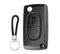 SLshiBo Funda para Llave de Coche 2 Botones Plegable Carcasa Mando Llave del Coche Compatible con Peugeot Partner 207 307 307sw 308 407 5008 y Citroën C3 C4 DS3 DS4 Berlingo (HU83 / CE0536)