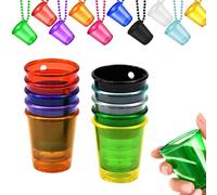 SLTAXAR 10 PCS vasos de Chupitos con Cadena de Cuentas, Vasos de Chupitos de Plastico Reutilizables, Vaso Chupito para Despedida de Soltera, Vaso de Chupito para Colgar al Cuello para Boda Fiesta