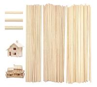 SLTAXAR 180 PCS Palos Cuadrados de Madera 30cm, 3 Tamaños 2, 3, 4 mm, Varillas para Manualidades, Palillos Cuadrados para Bricolaje, Listones para Manualidades