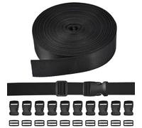 SLTAXAR 1PCS Correas de Nylon 25mmX 5m, 10 Pares Hebillas de Plástico 25mm, Correa de Equipaje Negra con Hebilla Ajustable Cinta para Correa de Mochila Hebilla Liberacion
