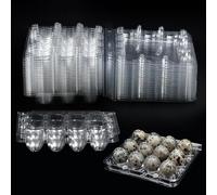 SLTAXAR 20 Cajas para Huevos de Codorniz con 12 Compartimentos y Tapa Transparente, Cajas de Plástico Reutilizables para Almacenar y Transportar Huevos Pequeños para Granjas, Cocinas y Venta de Huevo