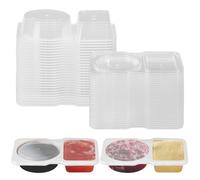 SLTAXAR 30 PCS Recipiente de Plástico para Salsa 150 ml, Vasos para Salsas con Tapa y Compartimentos, Vaso de Plástico para Salsa Transparente, Cajas de Salsa de Plásticos para Guardar Snacks Cremas