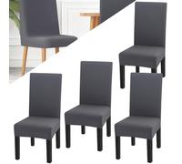 SLTAXAR 4 Pcs Funda Silla Comedor Respaldo Alto Gris Cubre Sillas para Comedor Fundas Ajustables para Sillas Comedor Forros Protector para Sillas de Comedor Forros Elasticos XL Silla para Fiesta Casa