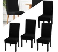 SLTAXAR 4 Pcs Funda Silla Comedor Respaldo Alto Negro Cubre Sillas para Comedor Fundas Ajustables para Sillas Comedor Forros Protector para Sillas de Comedor Forros Elasticos XL Silla para Fiesta Casa
