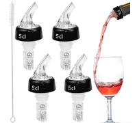 SLTAXAR 4 PCS Vertedor de Botellas 5cl, Dosificador de Bebidas, Dosificador de Botellas de Vino, Boquilla Dosificadora para Botella, Dosificadores de Licores con Cepillo para Vino, Cócteles, Aceite