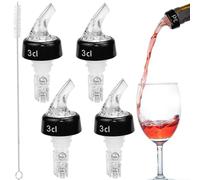 SLTAXAR 4 PCS Vertedor y Dosificador de Botellas 3cl, Boquilla Dosificadora para Vino, Cócteles, Licores y Aceite - con Cepillo