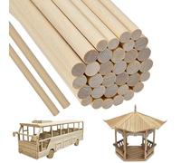 SLTAXAR 40 PCS Varillas de Madera para Manualidades | Palos Redondos de Madera Natural 8mm y 10mm x 30cm | Bastones de Madera para DIY, Modelismo, Decoración y Proyectos Artesanales