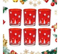 SLTAXAR 6 unidades de 5 cm de diámetro para velas de té de Navidad, portavelas de cristal, portavelas, portavelas de cristal, portavelas, juego de portavelas, vasos de cristal, decoración navideña,