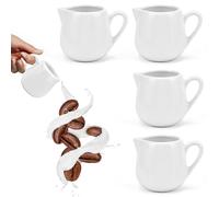 SLTAXAR Mini Jarra de Leche, 4 Piezas Jarra de Leche Ceramica 220ml, Jarra de Leche Pequeña con Asa, Jarra de Leche Porcelana Blanca, Mini Lechera para Capuchino Espresso Latte Art