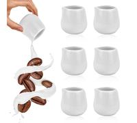 SLTAXAR Mini Jarra de Leche Cerámica 30OZ - Pequeña sin Asa, Porcelana Blanca para Capuchino, Espresso, Latte Art - 6 Piezas