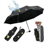 SLTAXAR Mini Paraguas con Estuche, Paraguas Plegable Pequeño con 8 Varillas, Paragua de Bolsillo para Mujer y Hombre, Paragua Compacto Portátil para Sol y Lluvia (Negro con corazón)