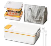 Slthe Lonchera eléctrica inalámbrica, 1 litro, portátil, calentador de alimentos, para coche, hogar, no requiere agua, lonchera térmica para estudiantes y trabajadores de oficina, recargable con bolsa